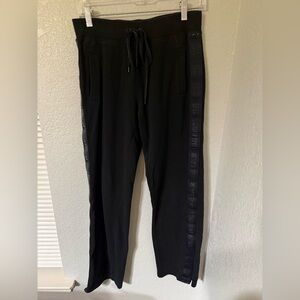 Women's Black Track Pants with Side Stripe